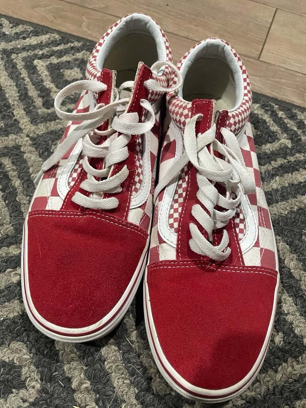 Vans Old Skool Chili Pepper Red & White Checkerboard Skate Shoes
